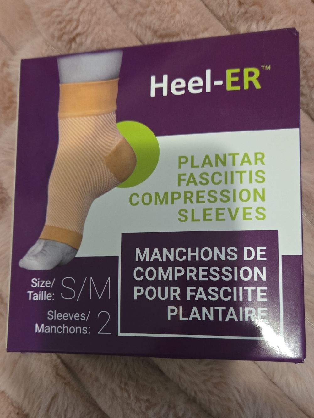 Plantar Fasciitis Compression Sleeve - Yellow (S/M) TWO